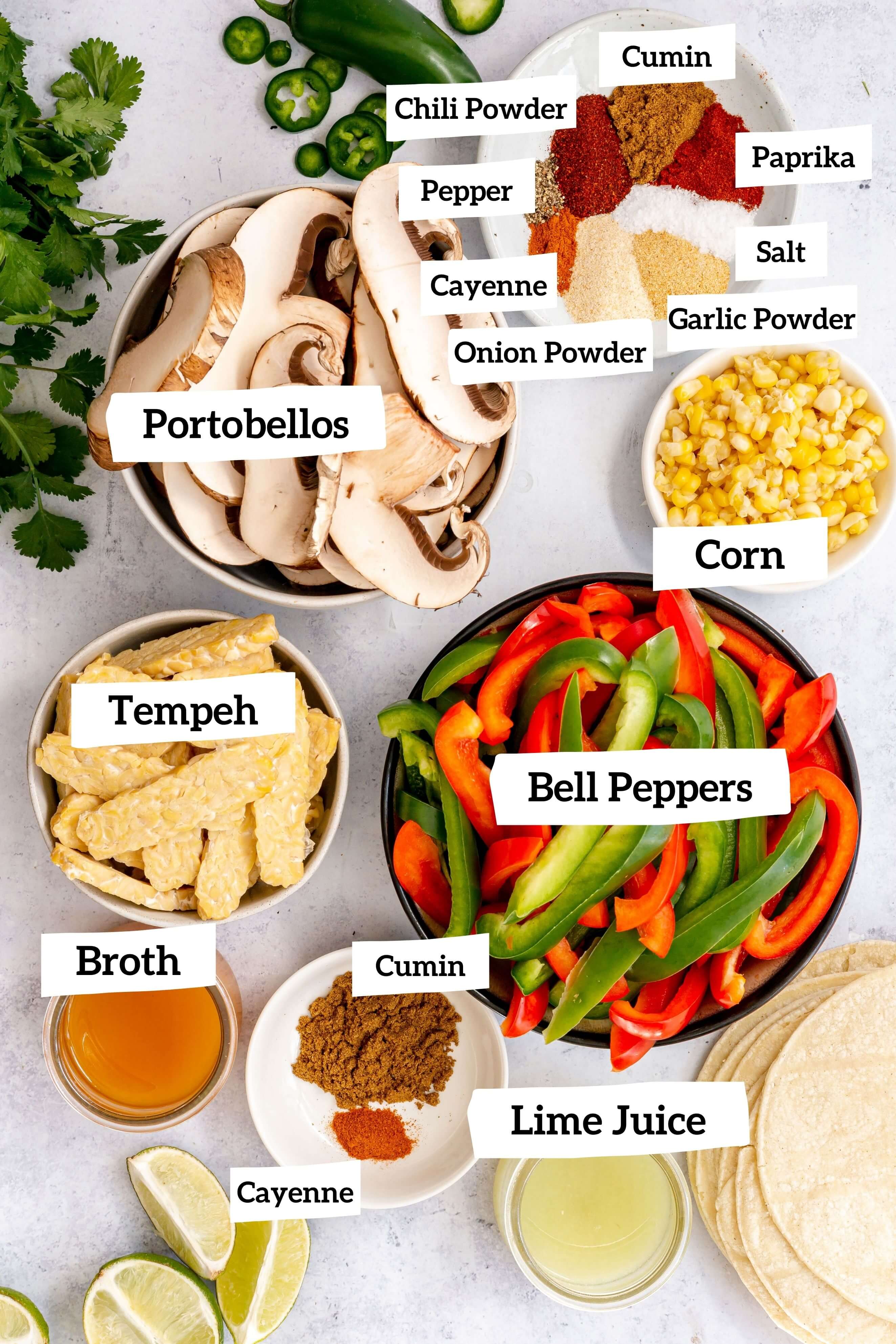 Vegan Mushroom Tempeh Fajitas